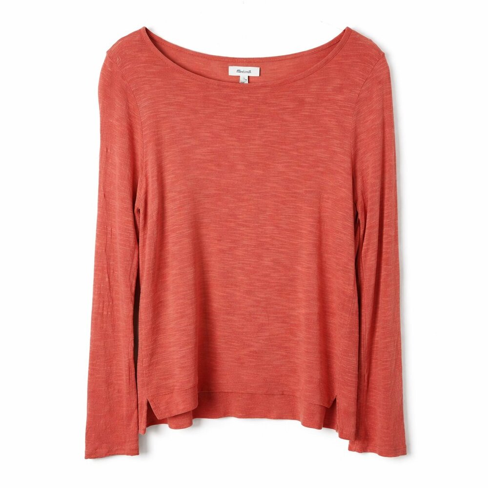 Madewell Ballet Neck Long Sleeve Tee XS | Soft Slub Knit Top
